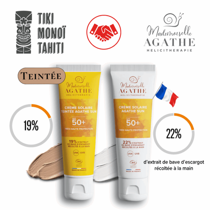 Crème soin solaire bio, SPF50+, Mlle Agathe Sun® par Tiki Monoi Tahiti®